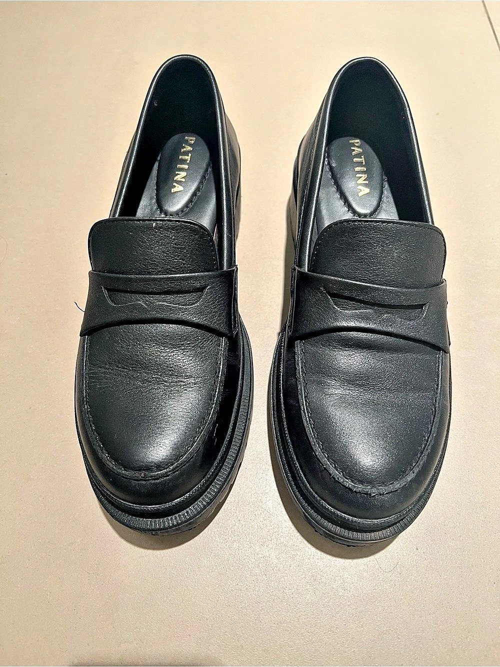 PATINA Platform Penny Loafers Black US 8.5 Like New